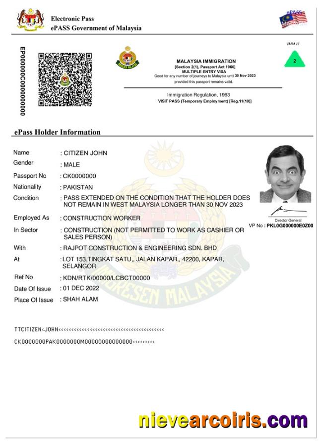 MALAYSIA e-pass entry visa